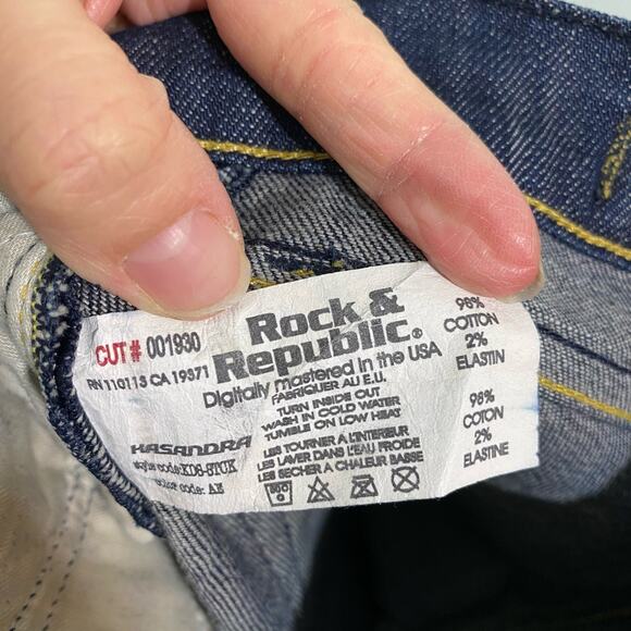Vtg Y2K Rock & Republic Women's Low Rise Boot Cut Pocket Logo Jeans Size 24 - Picture 8 of 8
